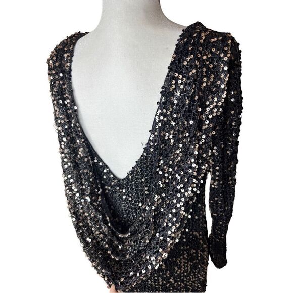 NWT Betsy & Adam Long Sleeve Raindrop Sequin Drape mini Dress size 12 - Picture 4 of 14